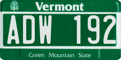 VT license plate ADW192