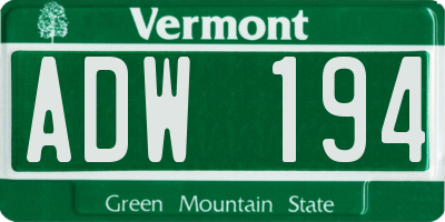 VT license plate ADW194