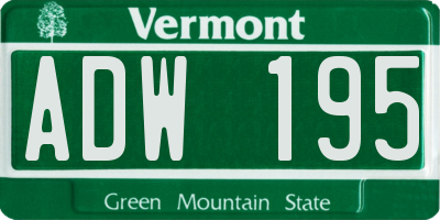 VT license plate ADW195