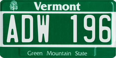 VT license plate ADW196