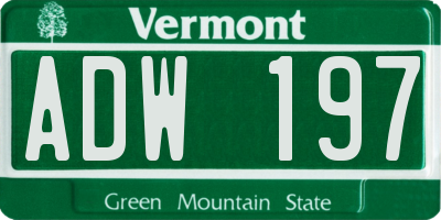 VT license plate ADW197