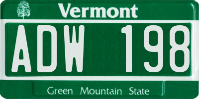 VT license plate ADW198