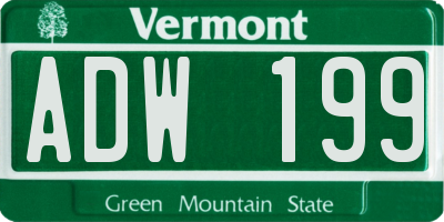 VT license plate ADW199