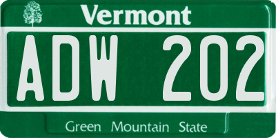 VT license plate ADW202