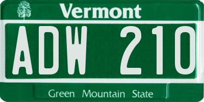 VT license plate ADW210
