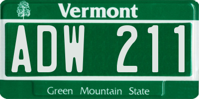 VT license plate ADW211