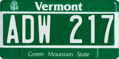 VT license plate ADW217