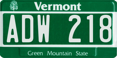 VT license plate ADW218