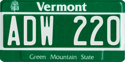 VT license plate ADW220