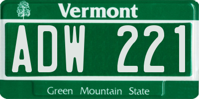 VT license plate ADW221
