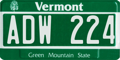 VT license plate ADW224