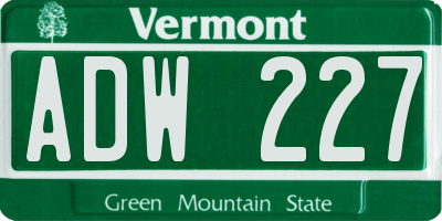 VT license plate ADW227