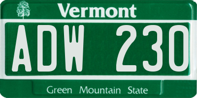 VT license plate ADW230