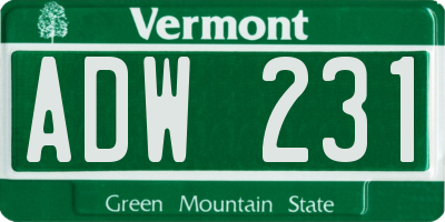 VT license plate ADW231
