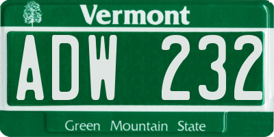 VT license plate ADW232