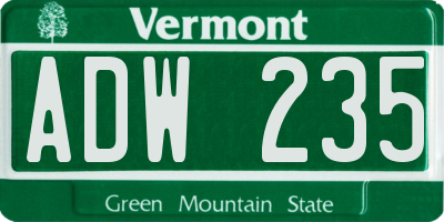VT license plate ADW235
