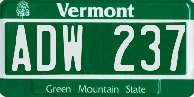 VT license plate ADW237