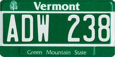 VT license plate ADW238