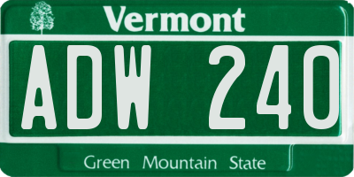 VT license plate ADW240