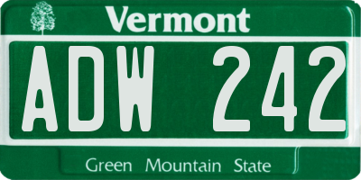 VT license plate ADW242