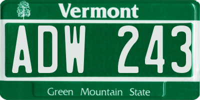 VT license plate ADW243