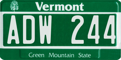VT license plate ADW244