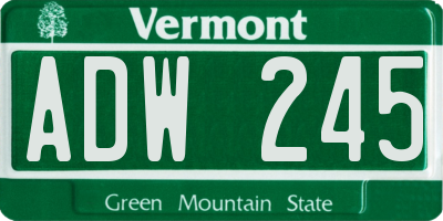 VT license plate ADW245