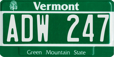 VT license plate ADW247