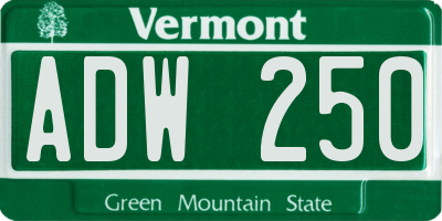 VT license plate ADW250