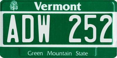 VT license plate ADW252