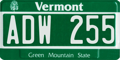 VT license plate ADW255
