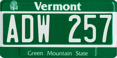 VT license plate ADW257