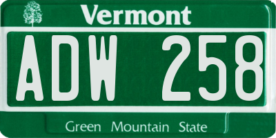 VT license plate ADW258
