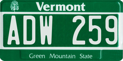 VT license plate ADW259