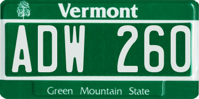 VT license plate ADW260