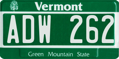 VT license plate ADW262