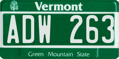 VT license plate ADW263