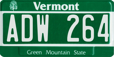 VT license plate ADW264