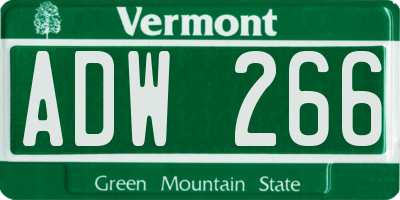 VT license plate ADW266