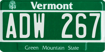 VT license plate ADW267