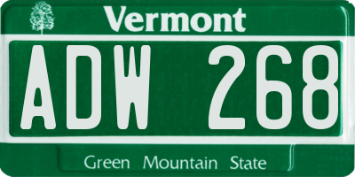 VT license plate ADW268