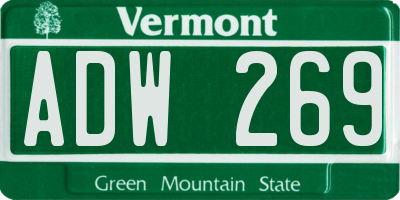 VT license plate ADW269