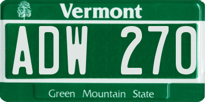 VT license plate ADW270