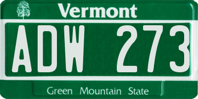 VT license plate ADW273
