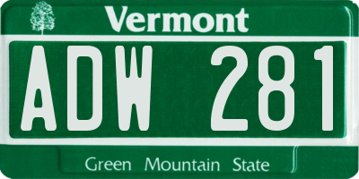 VT license plate ADW281