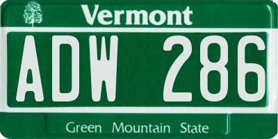 VT license plate ADW286