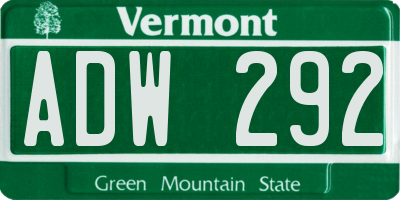 VT license plate ADW292