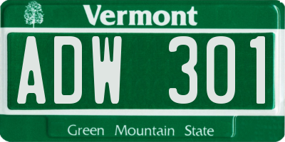 VT license plate ADW301