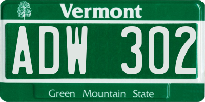 VT license plate ADW302