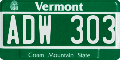 VT license plate ADW303